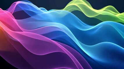 Poster - colorful flowing waves in smooth, ethereal design create abstract visual effect, blending shades of 