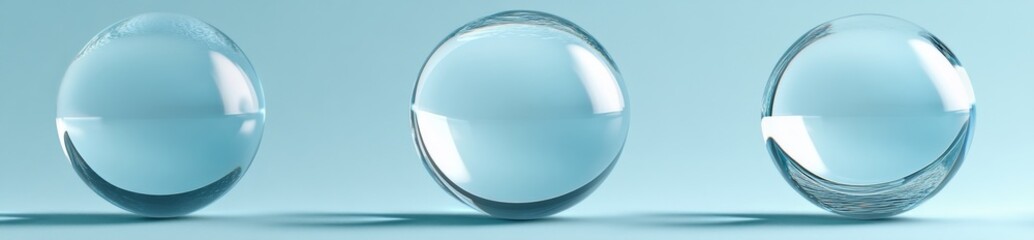 Poster - The 3D glass ball is designed as a transparent and modern water sphere, consisting of a clear crystal bubble with a shiny and glossy finish, illustrated as a magic orb in a realistic graphic that is