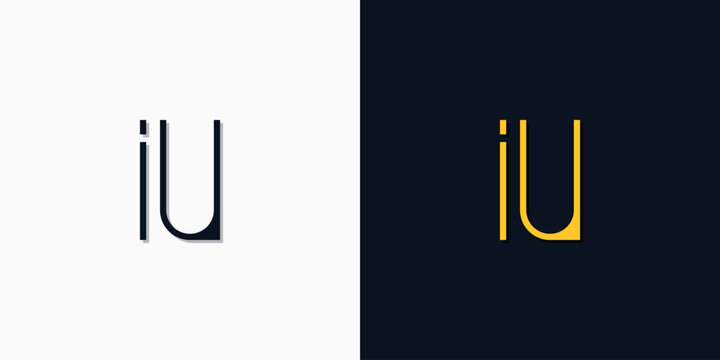 Minimalist abstract initial letters IU logo