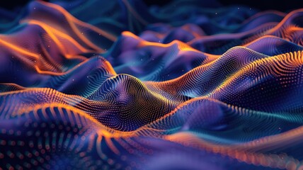 Fototapete - This abstract image features mesmerizing waves in blue and purple tones, creating a dynamic and visually intriguing effect. Ideal for creative projects.