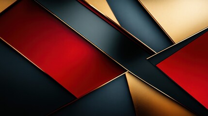 Poster - Abstract red gold dark geometric shapes background design