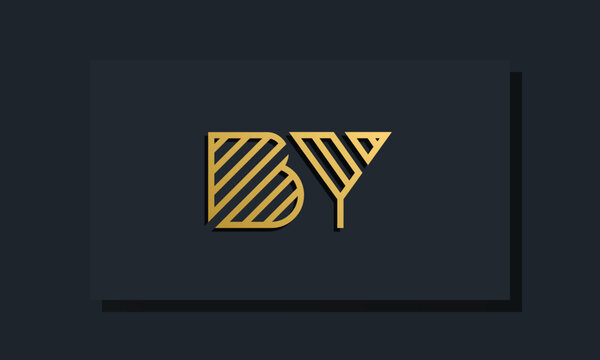 Elegant line art initial letter BY logo.