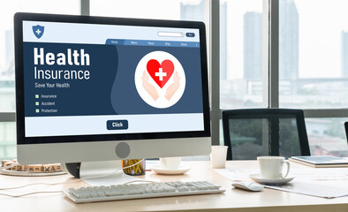Poster - health insurance web site modish registration system for easy form filling