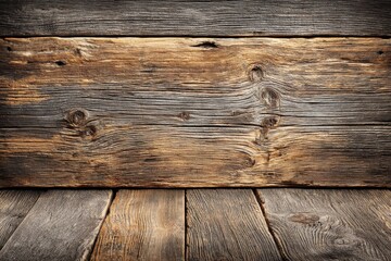 Poster - a rustic wooden background showcasing aged planks, a warm natural wood texture with unique knots and