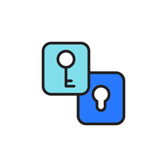 Poster - Stylized Icon Representing Security Keys and Locks Symbolizing Access Control and Digital Information Protection for Business Applications