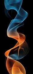 Poster - Abstract swirling blue orange smoke, dark background, design element (1)