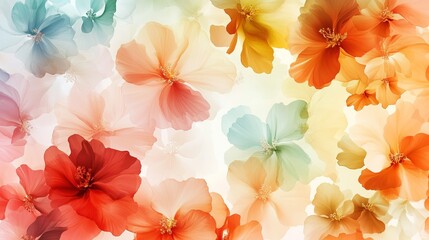 Poster - Pastel Floral Watercolor Background Soft Flowers Delicate Blossom Artistic Botanical Illustration Romantic Spring Summer Design Elegant Nature Wallpaper Pretty Floral Pattern Tranquil Bloom Artistic  