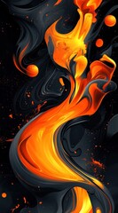 Poster - Orange flames and smoke illustration on black background, for artistic designs, and abstract art concepts