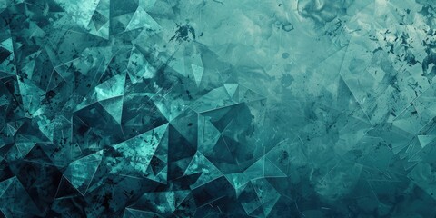 Fototapete - The abstract picture of the green triangle repetitive pattern polygon geometry in the background, geometry is mathematics that study shape, size, properties, and dimension of object and spaces. AIG51.