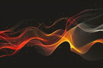 Poster - Digital wave pattern with glowing lines and particles on dark background. Abstract artwork of digital wave or curving line with vibrant color in fluid or liquid pattern. Technology innovation. AIG51.
