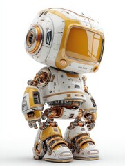 Poster - Stylized robot with a retro design and vibrant colors, standing upright.