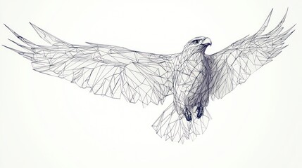 Geometric eagle in flight, low-poly style illustration.