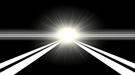 Poster - Bright Light Burst with Rays Emerging from Dark Background in Abstract Digital Art Style