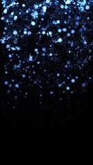 Wall Mural - blue flow from shiny blue particles, direction to bottom, loop transparent video. vertical social media motion background