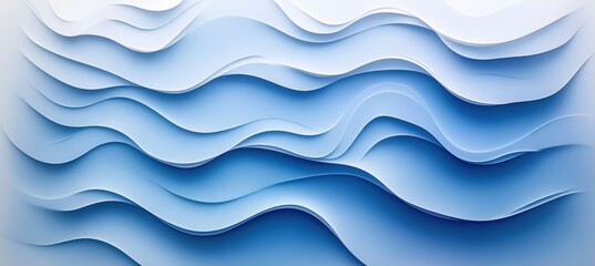 Poster - Abstract blue wave paper art design, background pattern for digital art, textile, and decorative usage