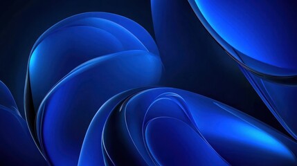 Poster - Abstract blue swirling shapes, dark background, digital art, website banner