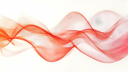 Poster - Abstract flowing red waves against a white background create a soft gradient