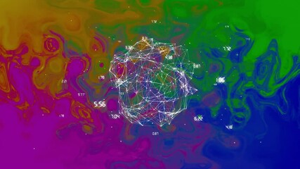 Poster - Displaying wireframe cluster floating over swirling marbled backdrop featuring numeric labels