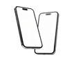 © KAMAPAN - Set smartphone mockup with blank white screen in flat, line and realistic style, detailed mobile phone mockup, models smartphone front view, model 3D mobile phone
