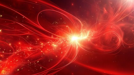 Aufkleber - Abstract Red Energy Burst Background Fiery Swirling Lines Dynamic Powerful Design Intense Vibrant Color Palette Glowing Light Particles Bright Flare  