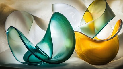 Poster - Three elegant vases on a table in an artistic arrangement showcasing beautiful form and soft aesthetics captured in a creative still life composition