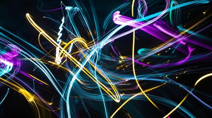 Poster - stunning colorful abstract design showcasing an engaging display of light trails and vibrant pattern