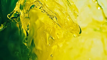 Fototapete - Abstract liquid patterns featuring water and yellow liquid in a vibrant display of fluid dynamics and colorful movement captured in detail