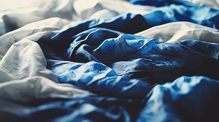 Poster - Crumpled paper with abstract nature-inspired prints on fabric displaying artistic feel and unique textures in soft natural light