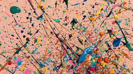 Poster - a collection of colorful contrasts in paint splatters on canvas showcasing the chaos and energy of a