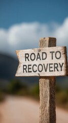 Poster - Rustic Resilience Weathered Wooden Signpost Illuminates Economic Recovery Pathway - Transformative Guidance for Business Reinvention and Strategic Navigational Insight