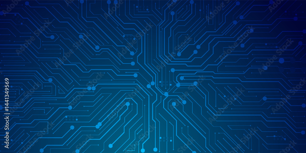 Abstract AI circuit board background. Technology connected blue lines ...