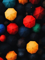 Fototapete - Vibrant Urban Diversity Multicolored Umbrellas as Metaphor for Inclusive Design, Digital Marketing Creativity and Modern Brand Storytelling
