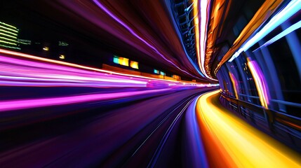 Poster - Captivating abstract image of a train in motion through a tunnel highlighting dynamic effects and innovative use of motion in photography