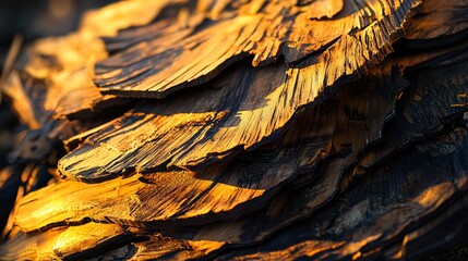 Poster - Pile of wood featuring layers of textures and organic shapes in an abstract art composition highlighting natural beauty and craftsmanship