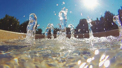 Poster - Dynamic artistic shot of water splashing vigorously on a glossy surface creating exciting patterns and captivating visual effects