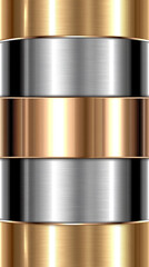 Poster - Three metal tubes with a shiny, metallic finish. The tubes are of different sizes and are arranged in a row. Concept of luxury and sophistication, as the shiny metal finish gives the tubes a high-end