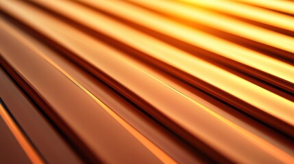 Poster - Abstract close-up of metallic surface with warm orange tones and light reflections, creating depth