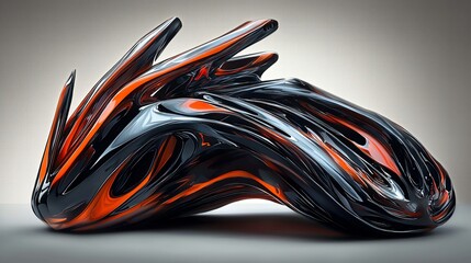 Poster - striking black and orange abstract design featuring metallic finishes creating an eye-catching icon 