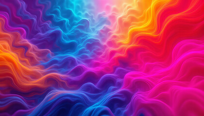 Poster - colorful abstract digital art with vibrant flowing waves creating dynamic and energetic feel