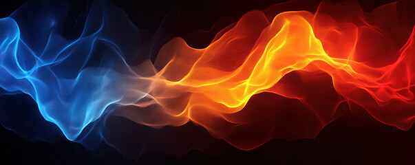 Poster - A blue and orange wave of light. The blue and orange colors are contrasting and create a sense of energy and movement