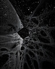 Wall Mural - abstract cosmic landscape of interconnected neural networks and celestial bodies in a vast universe 