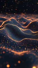 Poster - A blurry image of a mountain range with a lot of stars and a few dots. The stars are scattered all over the image, and the dots are concentrated in the middle. The image has a dreamy