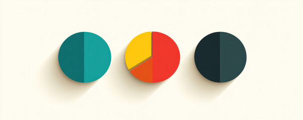 Poster - Three circles with different colors and sizes, one of which is red and yellow. The circles are arranged in a row, with the red and yellow one in the middle and the blue one on the left