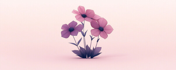Poster - A close up of a pink flower with a white stem. The flower is surrounded by a pink background