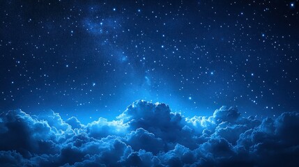 Wall Mural - Starry night sky over clouds