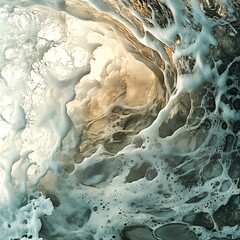 Poster - Captivating close-up of an ocean wave breaking with intricate details and textures highlighting the beauty of nature's power