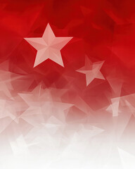 Poster - A red and white background with three white stars in the center. The stars are evenly spaced and appear to be shining brightly. The background is a deep shade of red, creating a bold