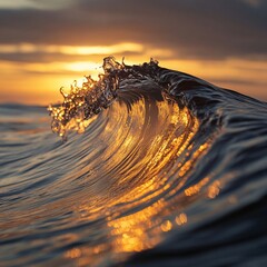 Poster - stunning close-up of a wave cresting in the ocean capturing the intricate textures and movement of n