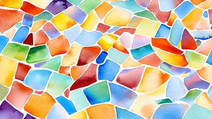 Poster - Exquisite colorful mosaic pattern featuring a playful abstract design that radiates bright energy and joyful vibes for artistic spaces