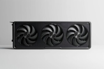 Fototapete - A graphics card with three cooling fans for enhanced performance and thermal management. on white background